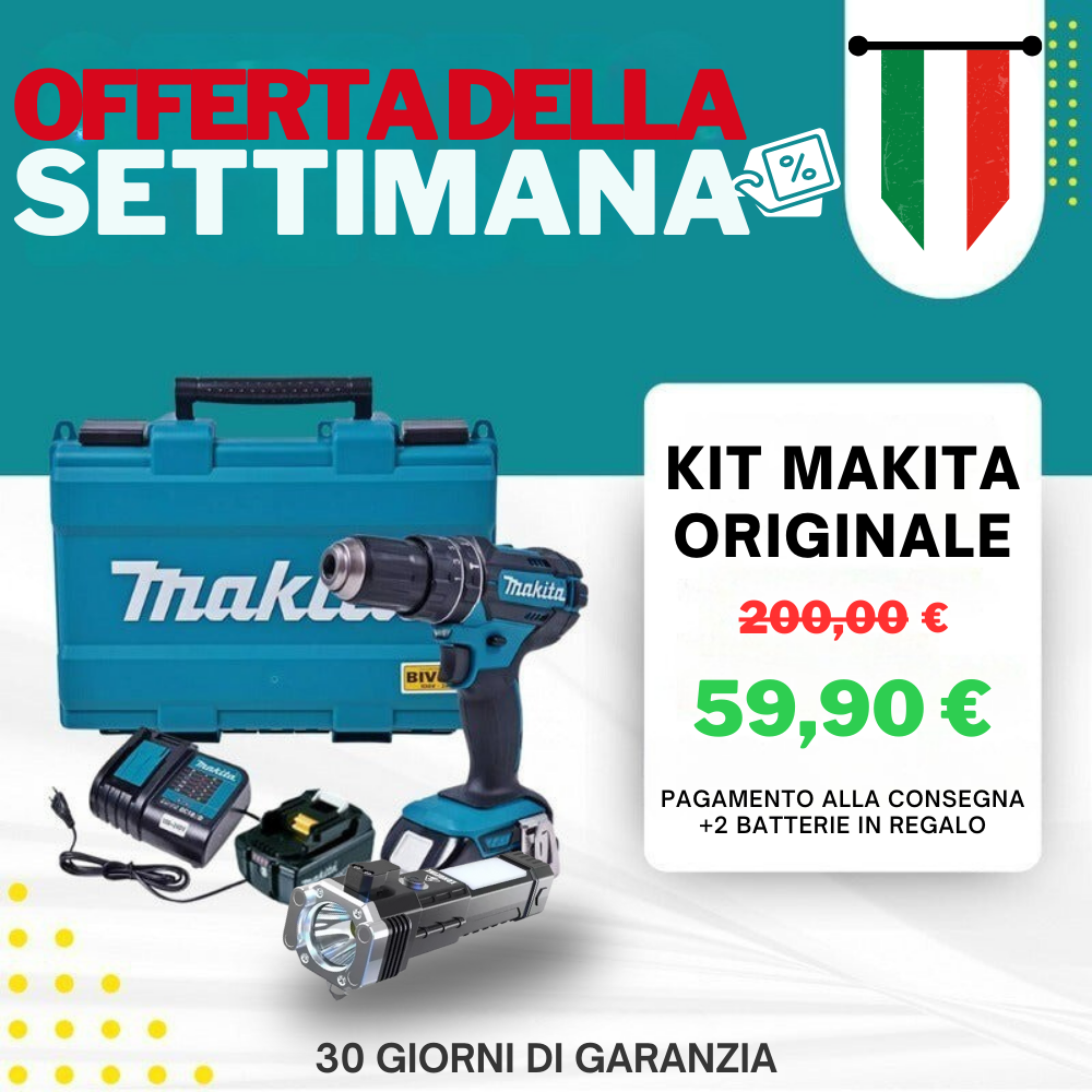 KIT ORIGINALE | TRAPANO AD IMPATTO POTENTE + 45 ACCESSORI + 2 BATTERIE 40V - SUPER OFFERTA